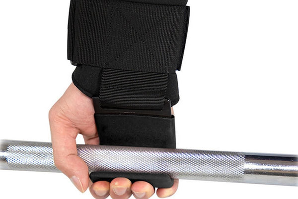 2pcs Weight Lifting Hook Hand Grip Support Wrist Straps Powerlifting Grips Gym Gloves(Black)