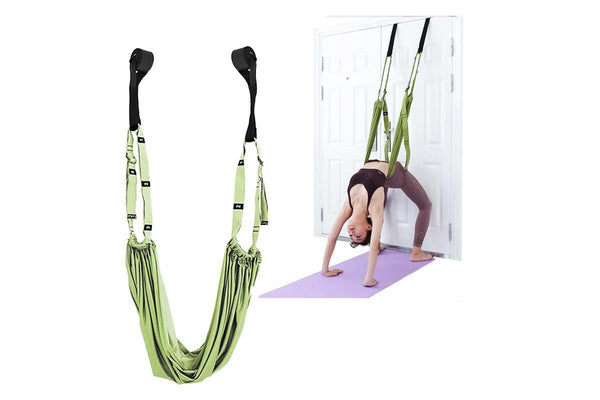 Stretching Exercise Belt Ballet Band Leg with Door Anchor Flexibility Trainer for Dance Aerial Yoga Ballet -Green