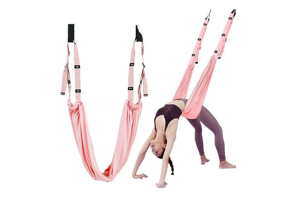 Stretching Exercise Belt Ballet Band Leg with Door Anchor Flexibility Trainer for Dance Aerial Yoga Ballet -Pink