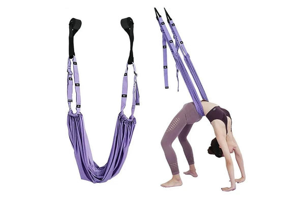 Stretching Exercise Belt Ballet Band Leg with Door Anchor Flexibility Trainer for Dance Aerial Yoga Ballet -Purple