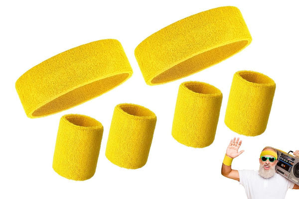 2 Pack Sweatbands Sports Headband for Tennis Badminton Yoga - Yellow