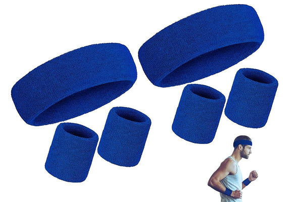 2 Pack Sweatbands Sports Headband for Tennis Badminton Yoga - Dark Blue