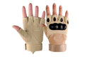 Men Half Finger Gloves Army Military Fingerless Combat Outdoor Tactical Gloves -Brown / L