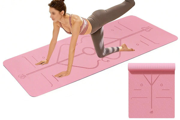 TPE Yoga Mat Exercise Fitness Sport Non Slip Workout Mat with Body Alignment Lines