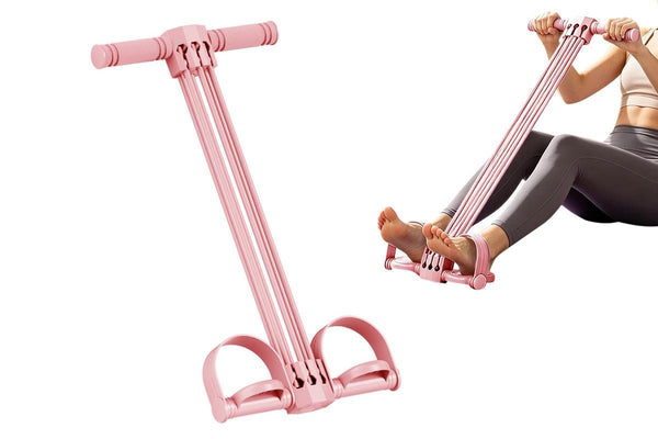 Pedal Resistance Band with Handles Adjustable Detachable Multifunction Pedal Resistance Band for Abs Arms Waist Legs Home Fitness - Pink