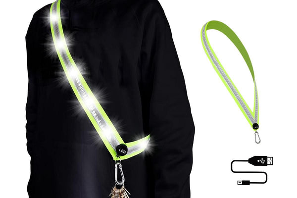 Rechargeable Running Gear LED Reflective Belt Sash Professional Safety Gear Safety Belt -White