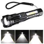 Rechargeable LED Flashlights with Digital Power Display Zoomable High Lumens Bright EDC Flashlight for Outdoor