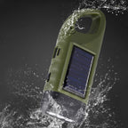 Hand Crank Solar Powered Emergency LED Flashlight - Rechargeable Light Military Green