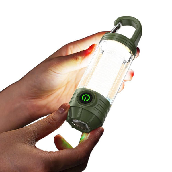 LED Camping Keychain Light - Mini Lantern with Hook for Outdoor Use Blackish Green