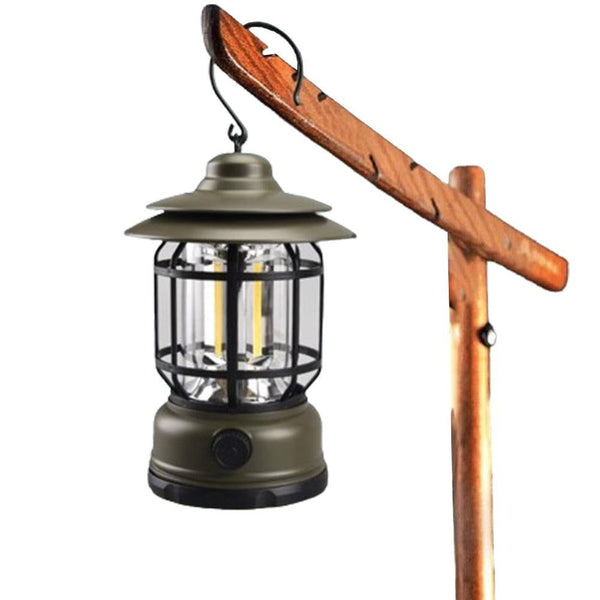 Retro Tent Camping Light Portable Rechargeable Night Lamp Green