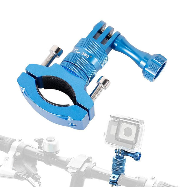 360-Degree Rotating Bike Handlebar Mount for GoPro Hero 13 12 11 Cameras Blue