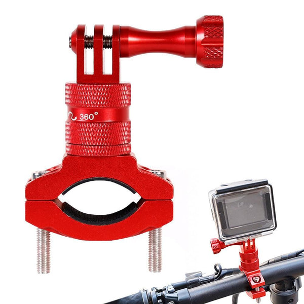 360-Degree Rotating Bike Handlebar Mount for GoPro Hero 13 12 11 Cameras Red