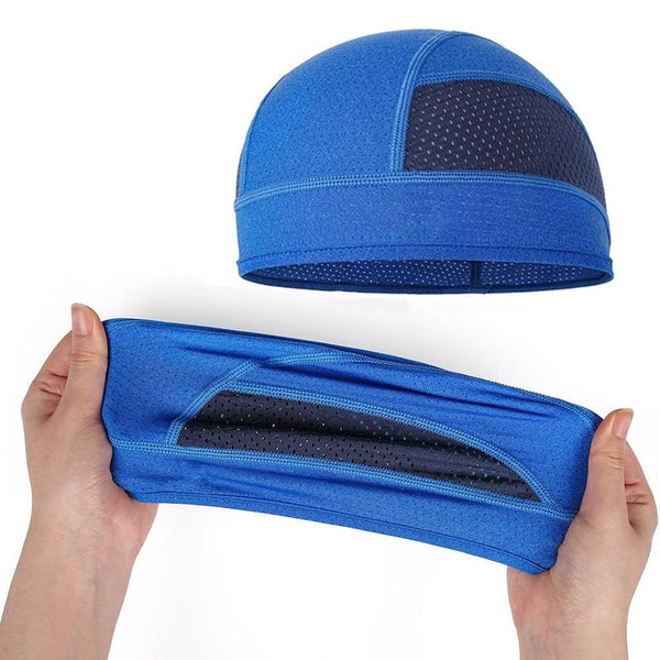 Skull Cap Helmet Liner - Cycling & Motorcycle Cap for Under Helmet Use Blue