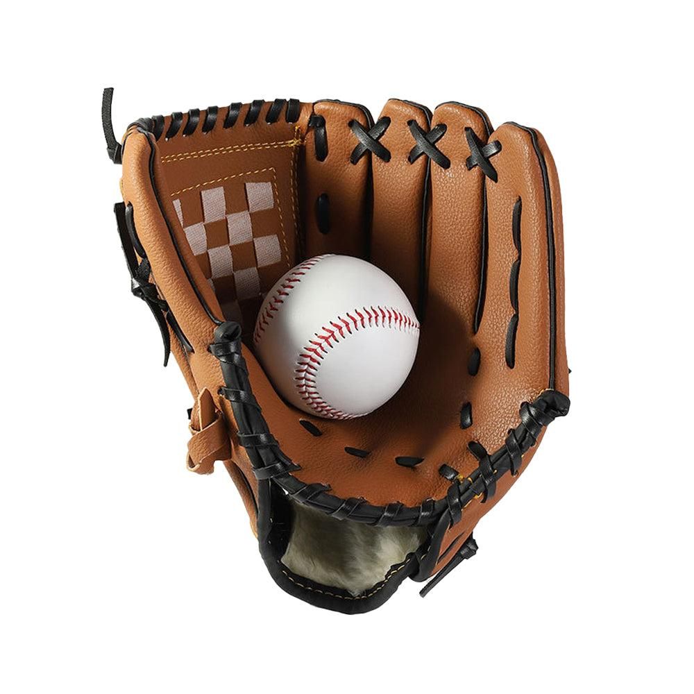 1X Baseball Glove Softball Training Mitt Left Hand Gloves for Adult Brown - L
