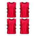 4Pcs Scrimmage Training Vest Team Sports Games Practice Jersey Red