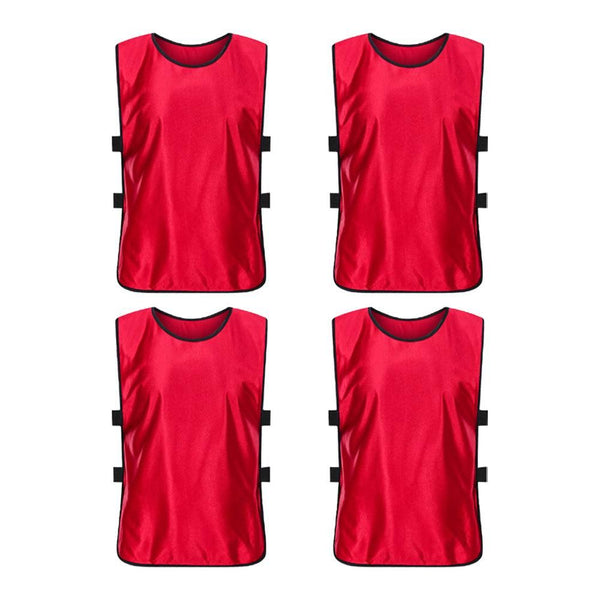 4Pcs Scrimmage Training Vest Team Sports Games Practice Jersey - Red