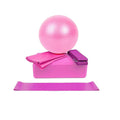 5 Pcs Yoga Pliates Set Workout Kit Professional Exercise Essentials - Pink