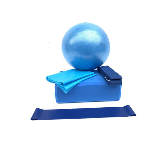 5 Pcs Yoga Pliates Set Workout Kit Professional Exercise Essentials - Blue