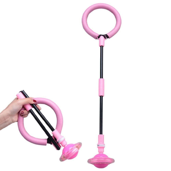 Foldable Skip Ball for Colorful Flashing Wheel Skip Ball Game Fitness Toys Pink