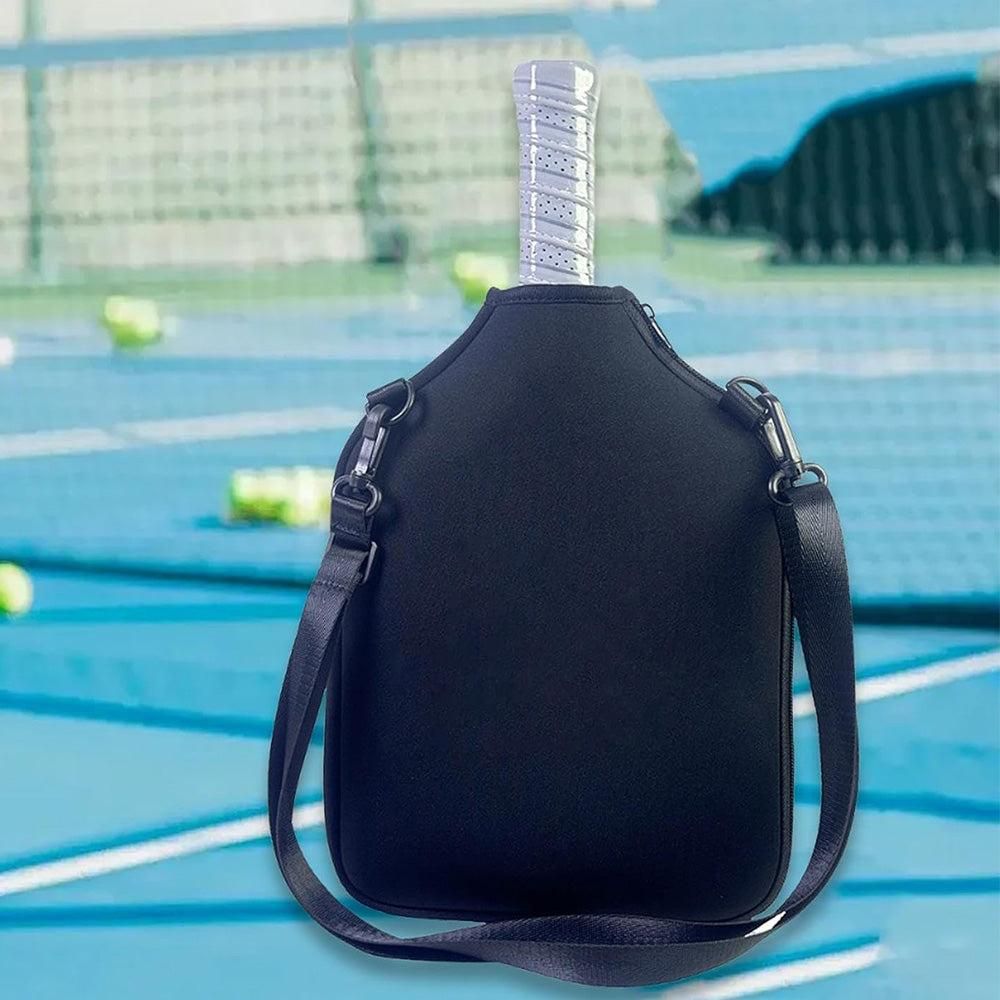 Pickleball Paddle Bag with Adjustable Shoulder Strap and Hanging Hook Black