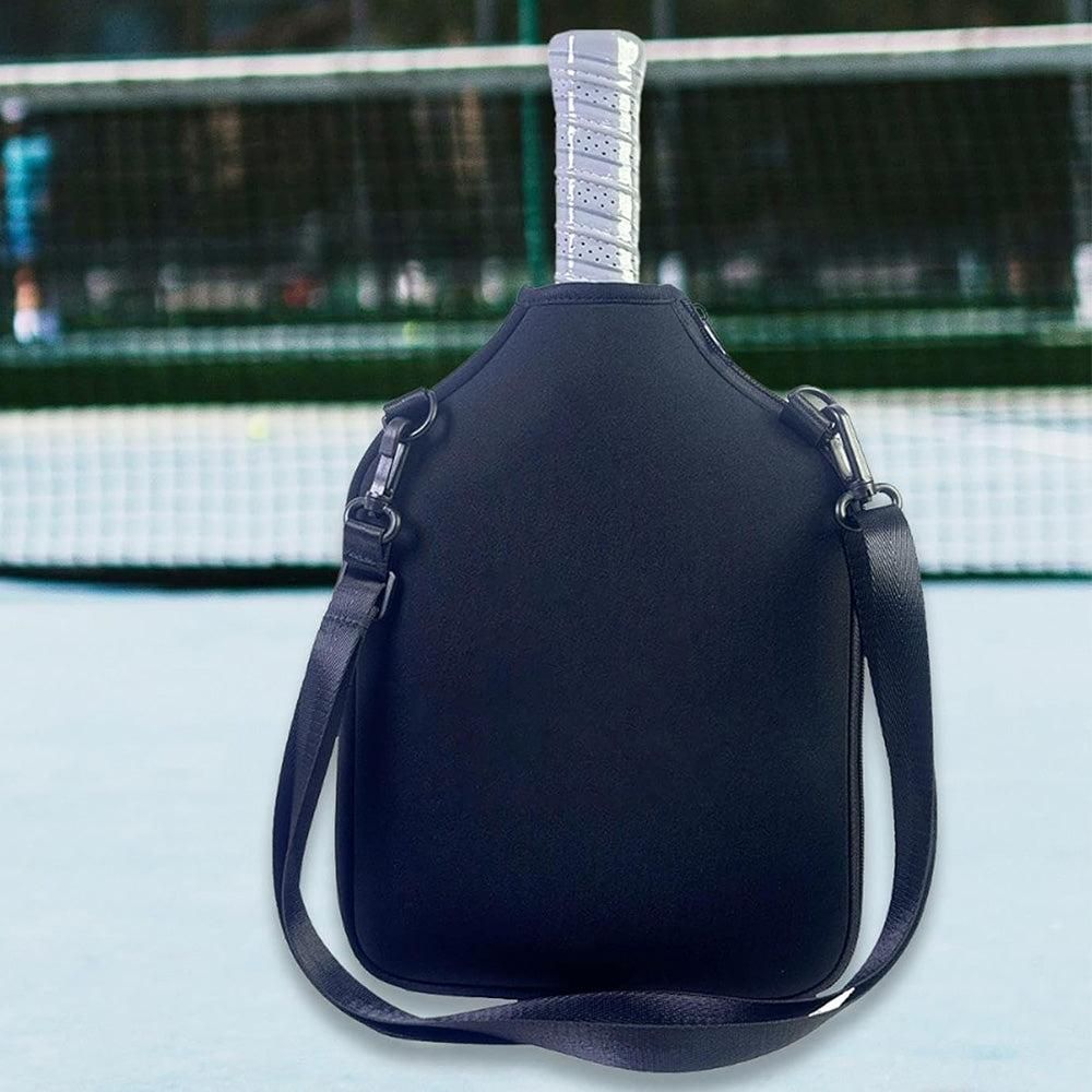 Pickleball Paddle Bag with Adjustable Shoulder Strap and Hanging Hook Black