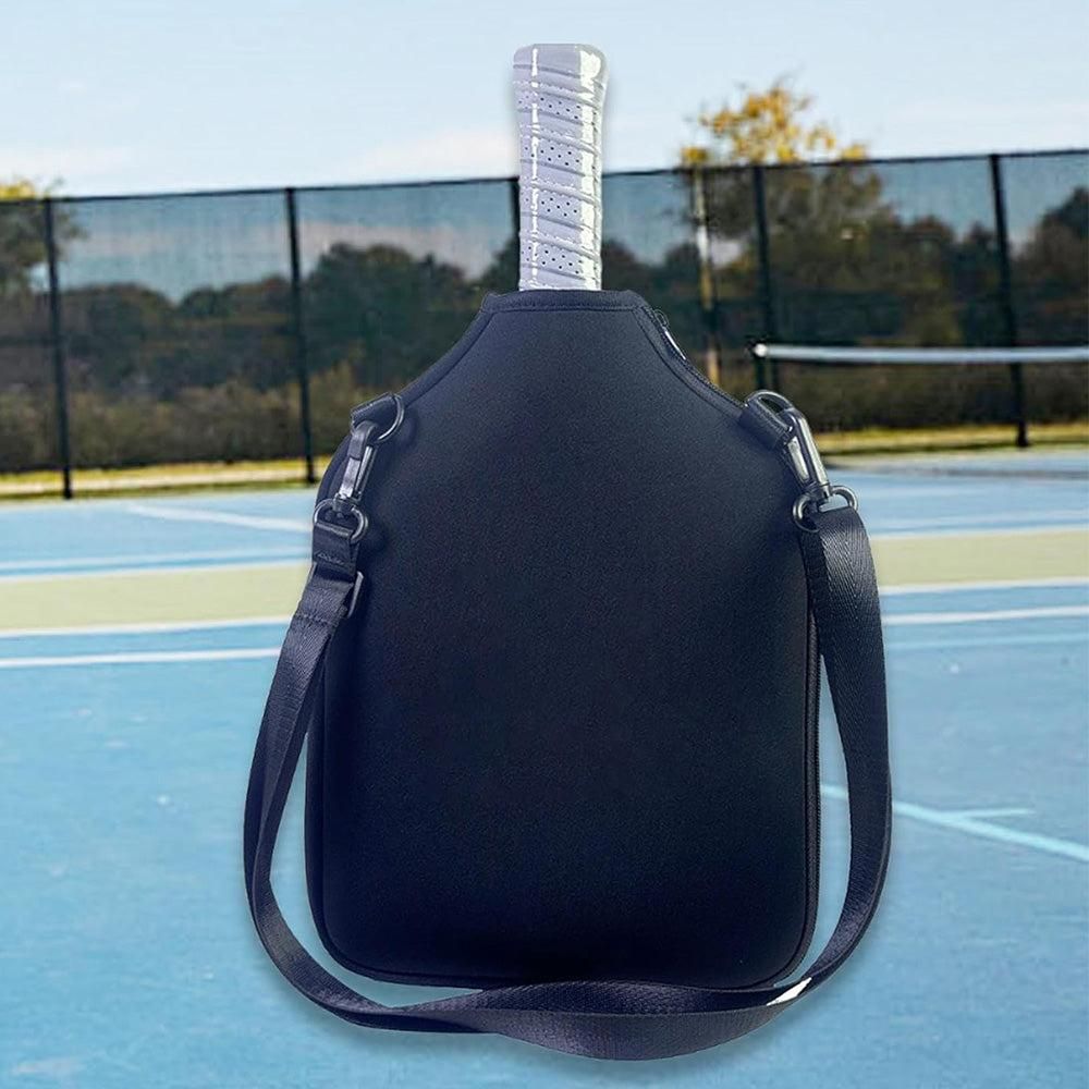 Pickleball Paddle Bag with Adjustable Shoulder Strap and Hanging Hook Black