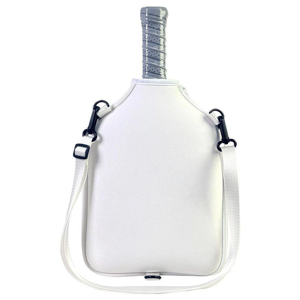Pickleball Paddle Bag with Adjustable Shoulder Strap and Hanging Hook White