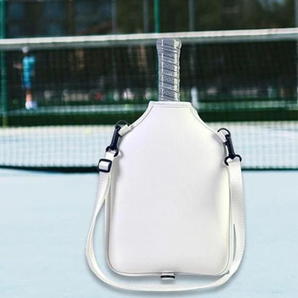 Pickleball Paddle Bag with Adjustable Shoulder Strap and Hanging Hook White