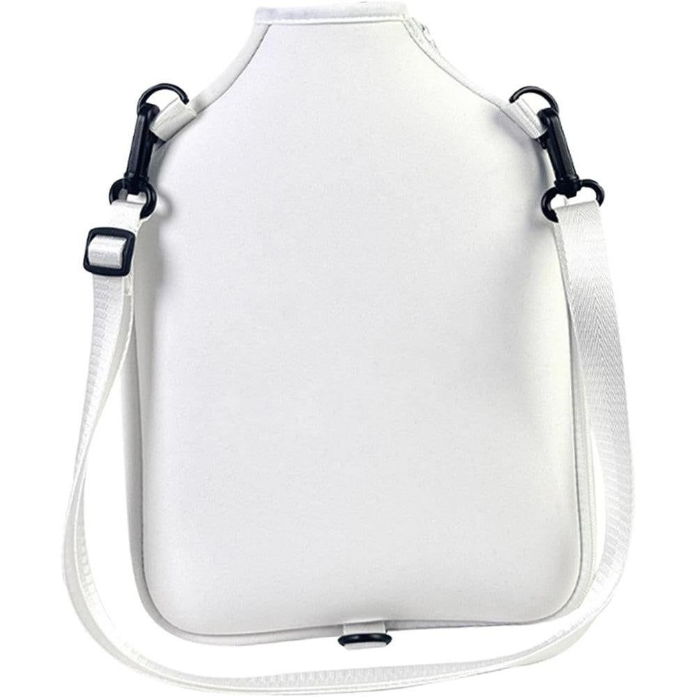 Pickleball Paddle Bag with Adjustable Shoulder Strap and Hanging Hook White