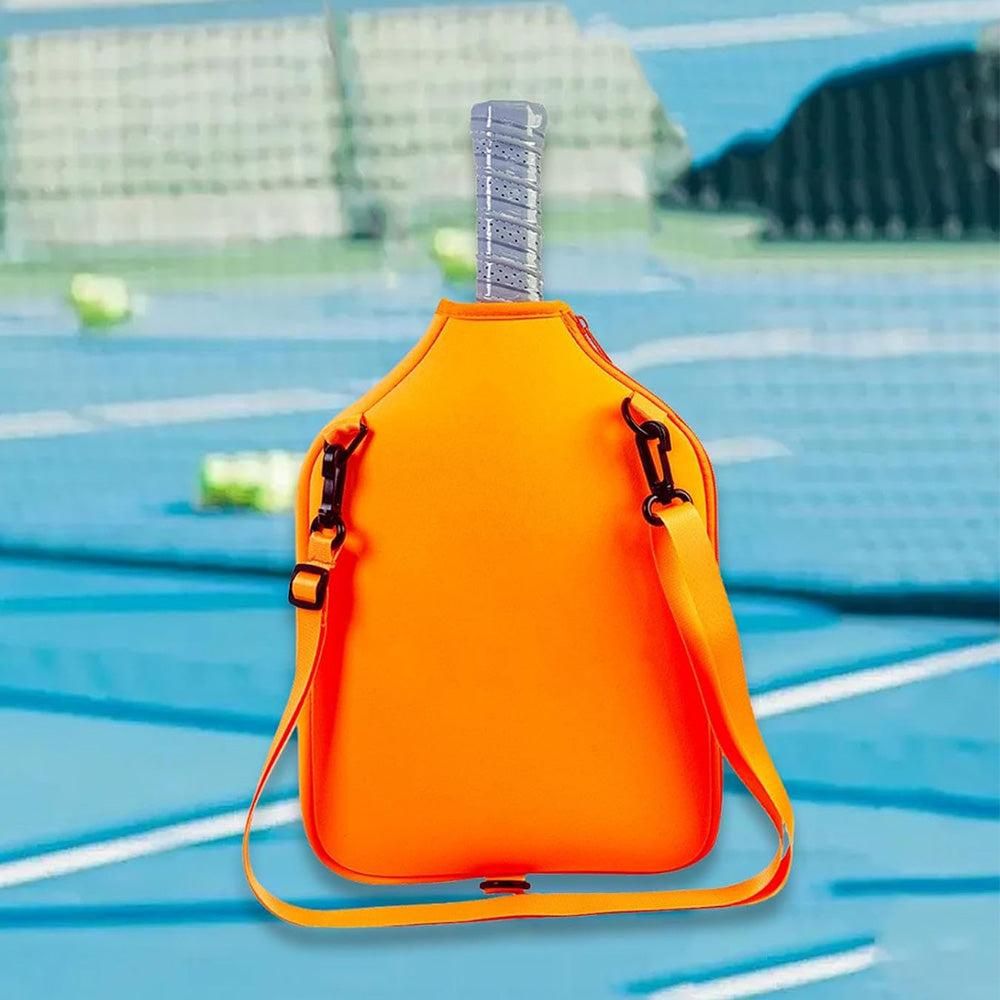 Pickleball Paddle Bag with Adjustable Shoulder Strap and Hanging Hook Orange