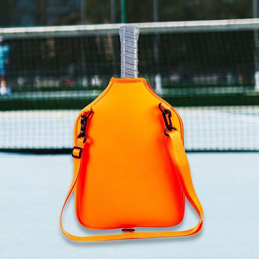 Pickleball Paddle Bag with Adjustable Shoulder Strap and Hanging Hook Orange