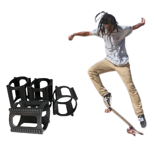 4 Pieces Skater Trick Trainers Silicone Skateboard Wheel Stop Covers Skater Skill Training Tools Black
