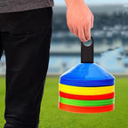 50Pcs Soccer Cones with Storage Bags and Brackets Sports Training Marker Discs