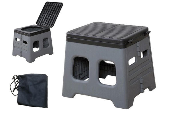 Portable Folding Toilet for Camping & Travel - Grey