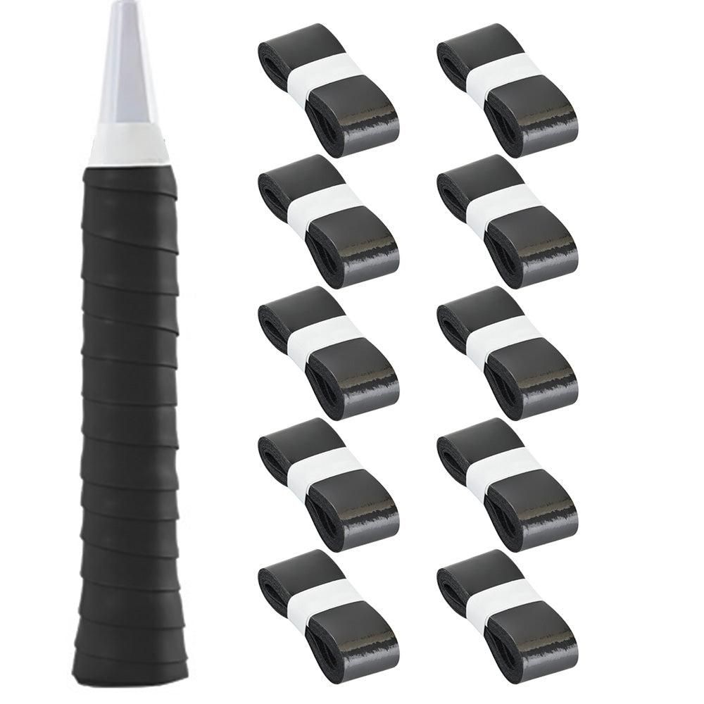 10 Pcs Tennis Racket Grip Tape PU Anti-Slip Overgrip Black