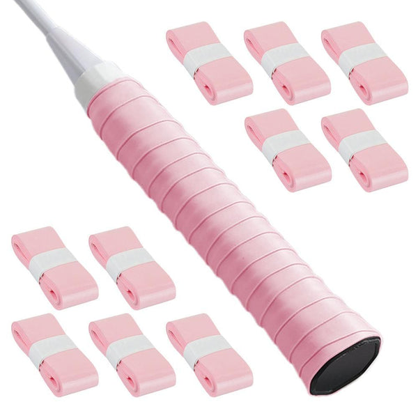 10 Pcs Tennis Racket Grip Tape PU Anti-Slip Overgrip Pink