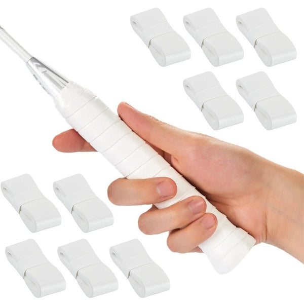 10 Pcs Tennis Racket Grip Tape PU Anti-Slip Overgrip White