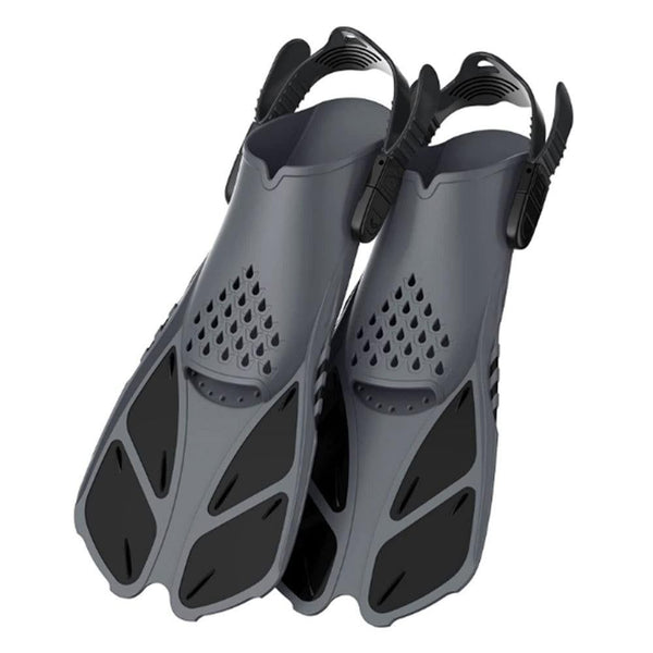 Pair of Snorkel Fins Diving Swim Fins Adjustable Open Heel Swimming Barefoot Flippers Black - S