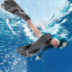 Pair of Snorkel Fins Diving Swim Fins Adjustable Open Heel Swimming Barefoot Flippers Black - S