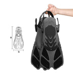 Pair of Snorkel Fins Diving Swim Fins Adjustable Open Heel Swimming Barefoot Flippers Black - S