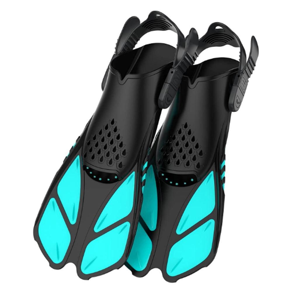 Pair of Snorkel Fins Diving Swim Fins Adjustable Open Heel Swimming Barefoot Flippers Black - S