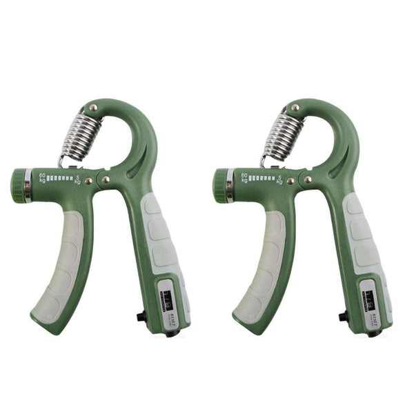 2PCS Adjustable Hand Grip Strengthener with Built-In Counter for Finger and Forearm Training Green