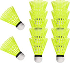 Durable Nylon Badminton Shuttlecocks Indoor Outdoor Training Recreational Yellow 12 Pack