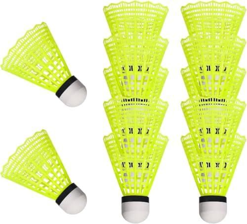 Durable Nylon Badminton Shuttlecocks Indoor Outdoor Training Recreational Yellow 12 Pack