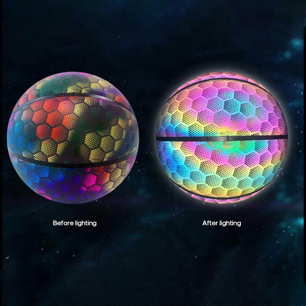 Reflective Luminous Glow Basketball Wear-Resistant PU Big hexagon 1Pc