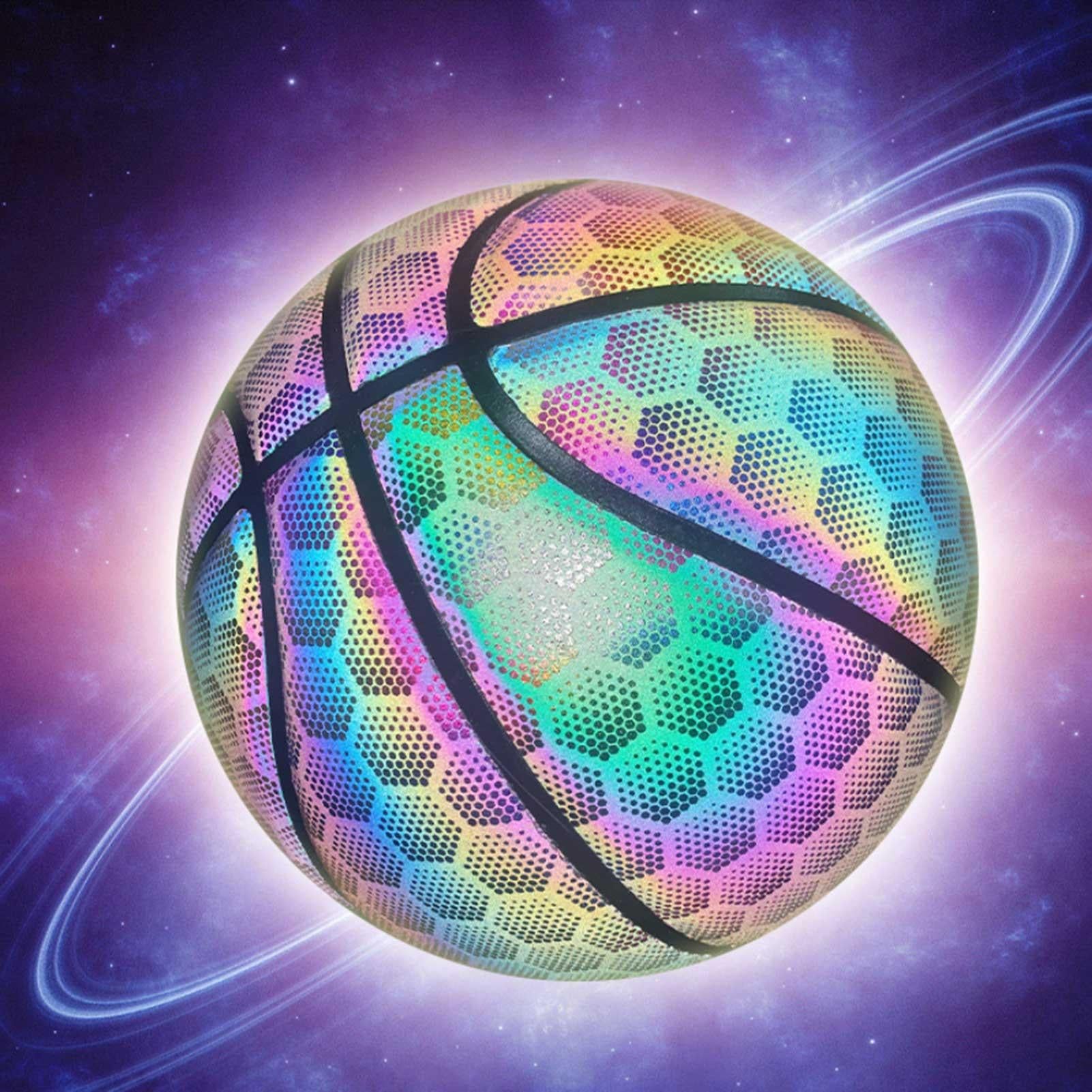 Reflective Luminous Glow Basketball Wear-Resistant PU Big hexagon 1Pc