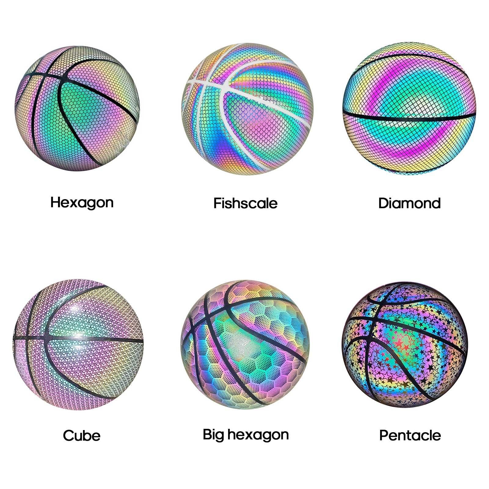 Reflective Luminous Glow Basketball Wear-Resistant PU Big hexagon 1Pc