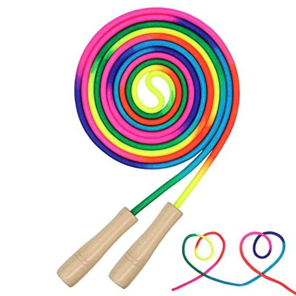 16Ft Adjustable Multi Person Long Jump Rope Wooden Handle Colorful Fitness Equipment