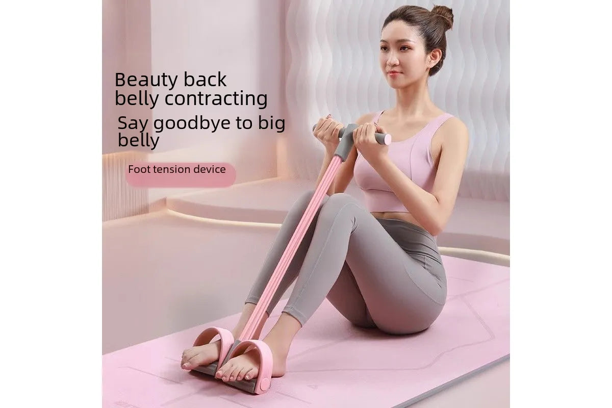 6-Tube Natural Rubber Resistance Band Trainer Full Body Abdominal Waist Leg Fitness Set - Gray Green