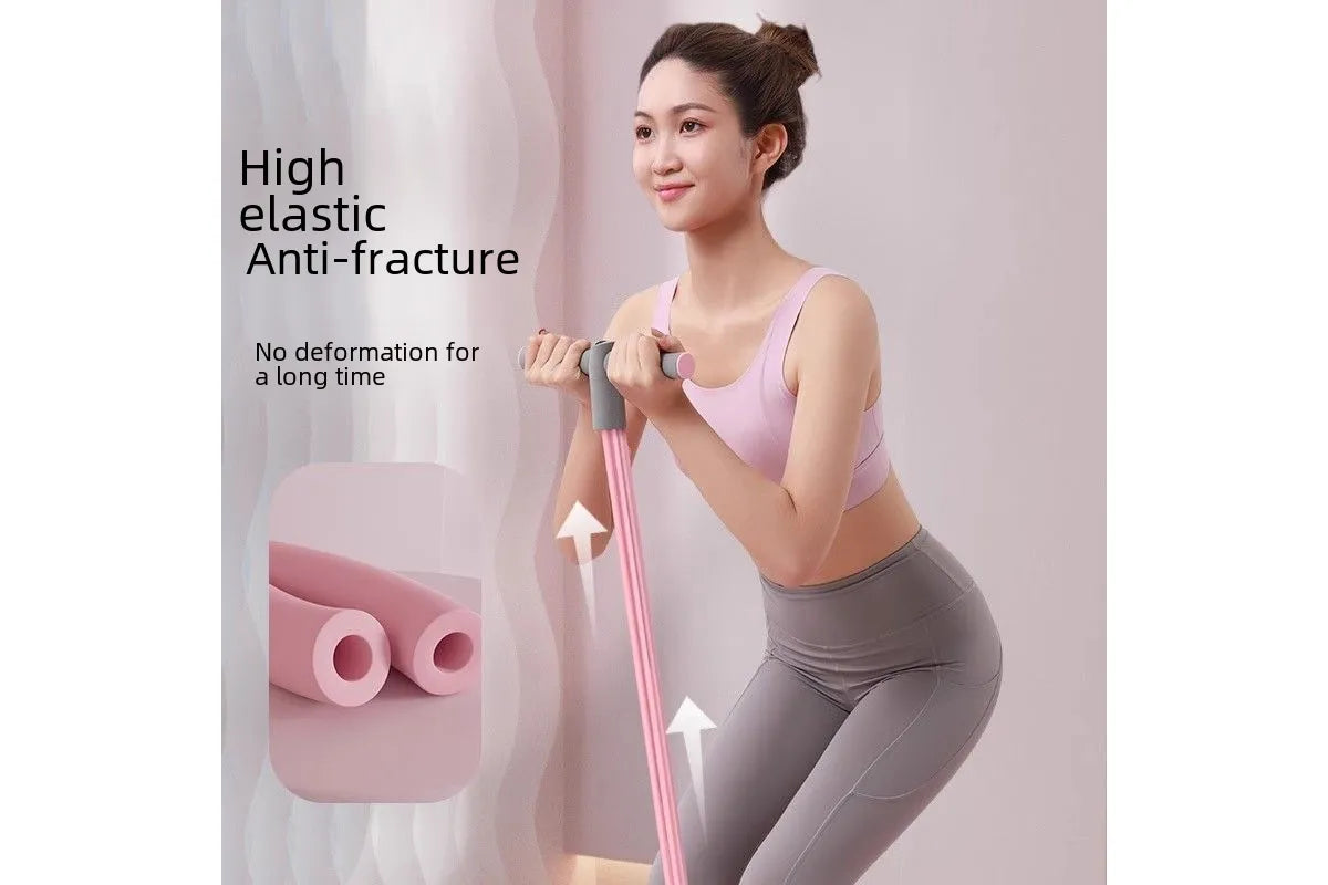 6-Tube Natural Rubber Resistance Band Trainer Full Body Abdominal Waist Leg Fitness Set - Gray Green